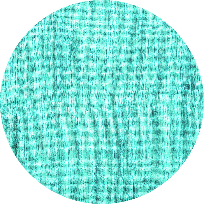 Round Machine Washable Abstract Turquoise Contemporary Area Rugs, wshcon2051turq