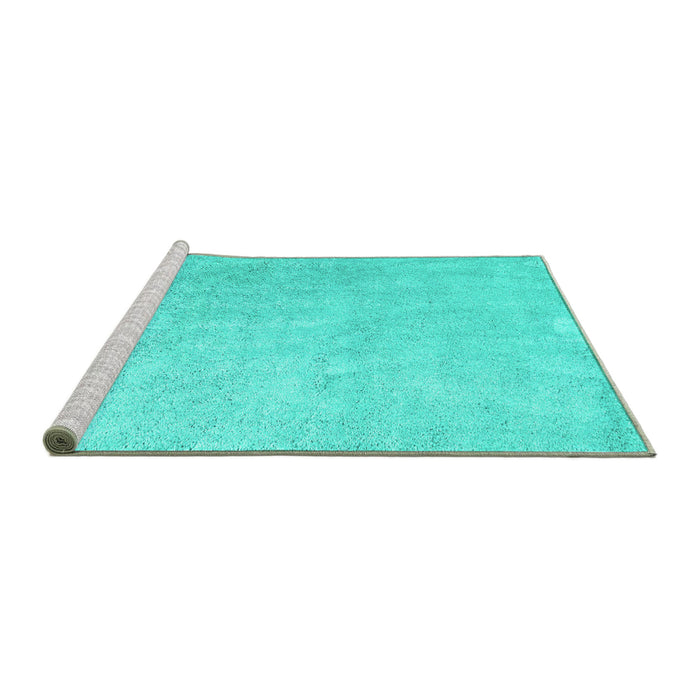 Sideview of Machine Washable Abstract Turquoise Contemporary Area Rugs, wshcon2052turq