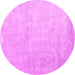 Round Machine Washable Abstract Pink Contemporary Rug, wshcon2052pnk