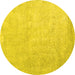 Round Abstract Yellow Contemporary Rug, con2052yw