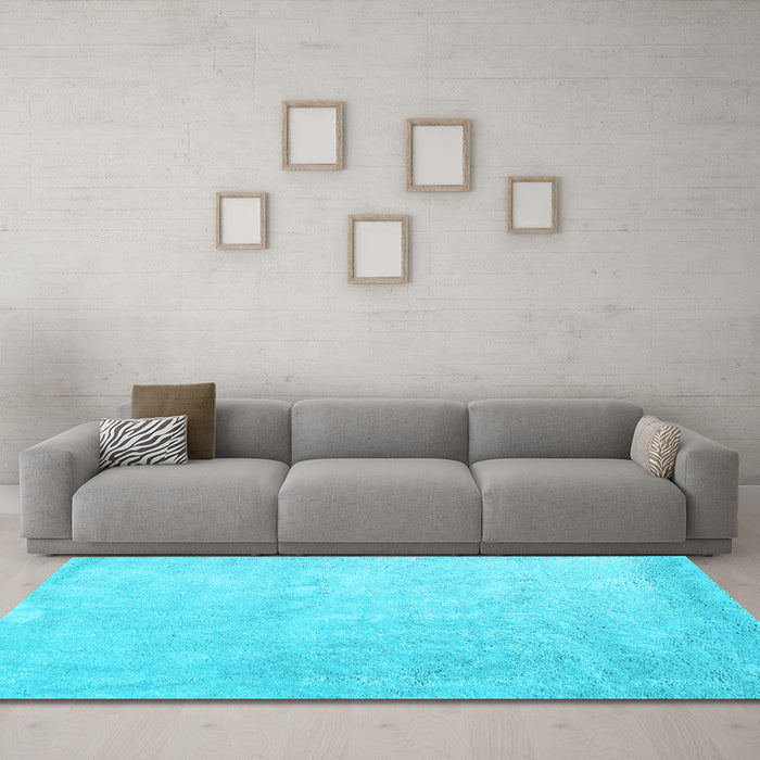 Machine Washable Abstract Light Blue Contemporary Rug in a Living Room, wshcon2052lblu