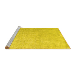 Sideview of Machine Washable Abstract Yellow Contemporary Rug, wshcon2052yw