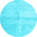 Round Abstract Light Blue Contemporary Rug, con2053lblu