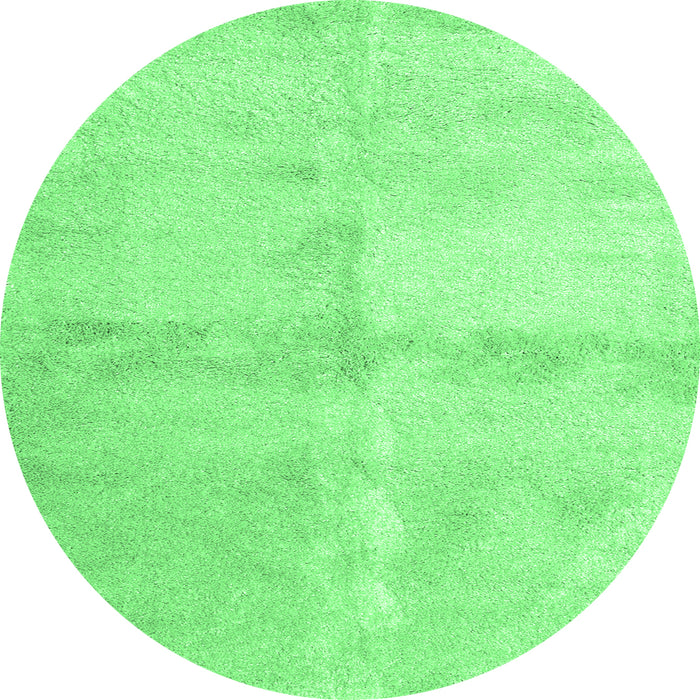 Round Machine Washable Abstract Emerald Green Contemporary Area Rugs, wshcon2053emgrn