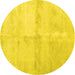 Round Abstract Yellow Contemporary Rug, con2053yw