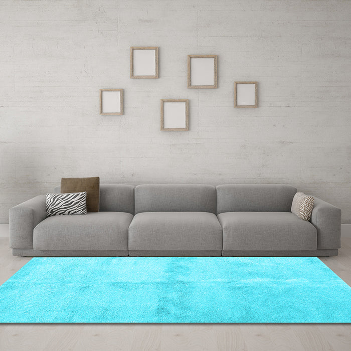 Machine Washable Abstract Light Blue Contemporary Rug in a Living Room, wshcon2053lblu