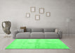 Machine Washable Abstract Green Contemporary Area Rugs in a Living Room,, wshcon2053grn