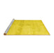 Sideview of Machine Washable Abstract Yellow Contemporary Rug, wshcon2053yw