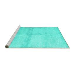 Sideview of Machine Washable Abstract Turquoise Contemporary Area Rugs, wshcon2053turq