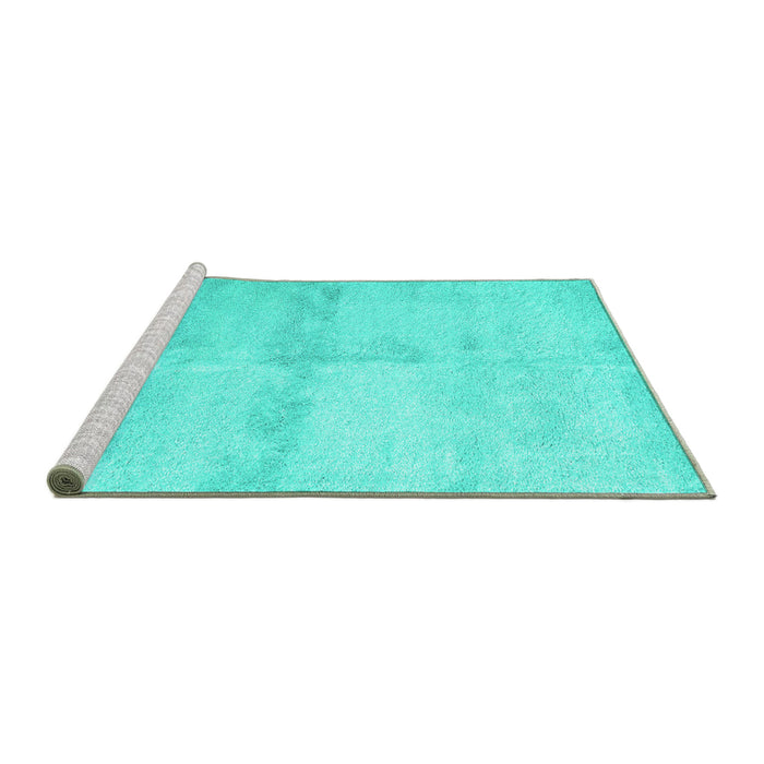 Sideview of Machine Washable Abstract Turquoise Contemporary Area Rugs, wshcon2053turq