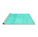 Sideview of Machine Washable Abstract Turquoise Contemporary Area Rugs, wshcon2053turq