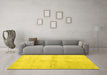 Machine Washable Abstract Yellow Contemporary Rug in a Living Room, wshcon2053yw