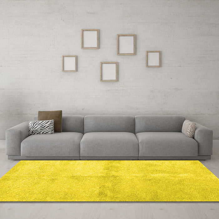 Machine Washable Abstract Yellow Contemporary Rug in a Living Room, wshcon2053yw