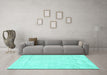 Machine Washable Solid Turquoise Modern Area Rugs in a Living Room,, wshcon2054turq