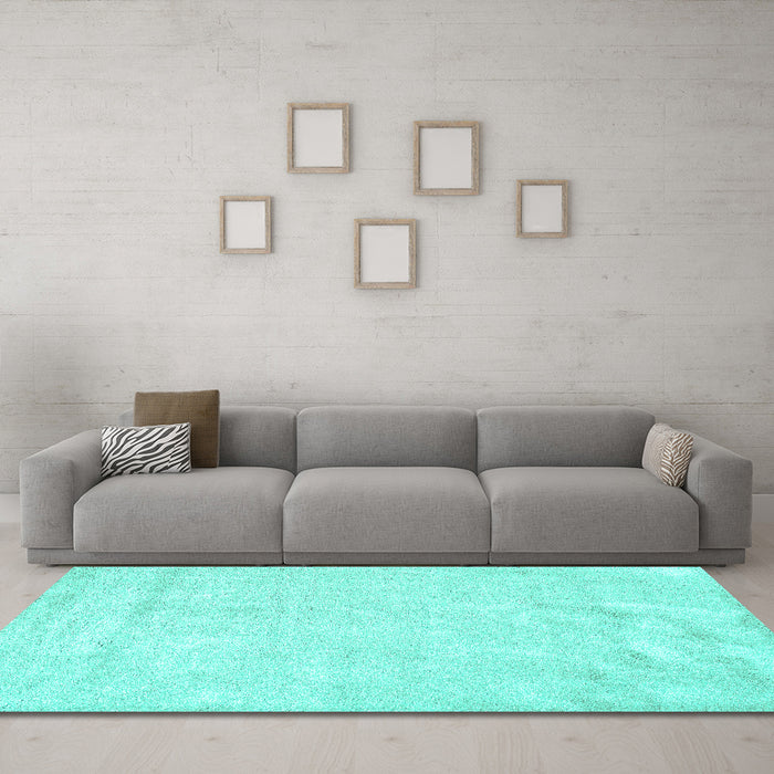 Machine Washable Solid Turquoise Modern Area Rugs in a Living Room,, wshcon2054turq