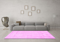 Machine Washable Solid Pink Modern Rug in a Living Room, wshcon2054pnk