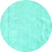 Round Solid Turquoise Modern Rug, con2054turq