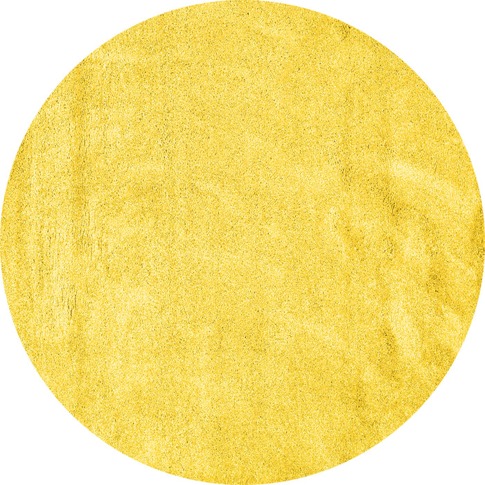 Round Solid Yellow Modern Rug, con2054yw