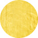 Round Solid Yellow Modern Rug, con2054yw