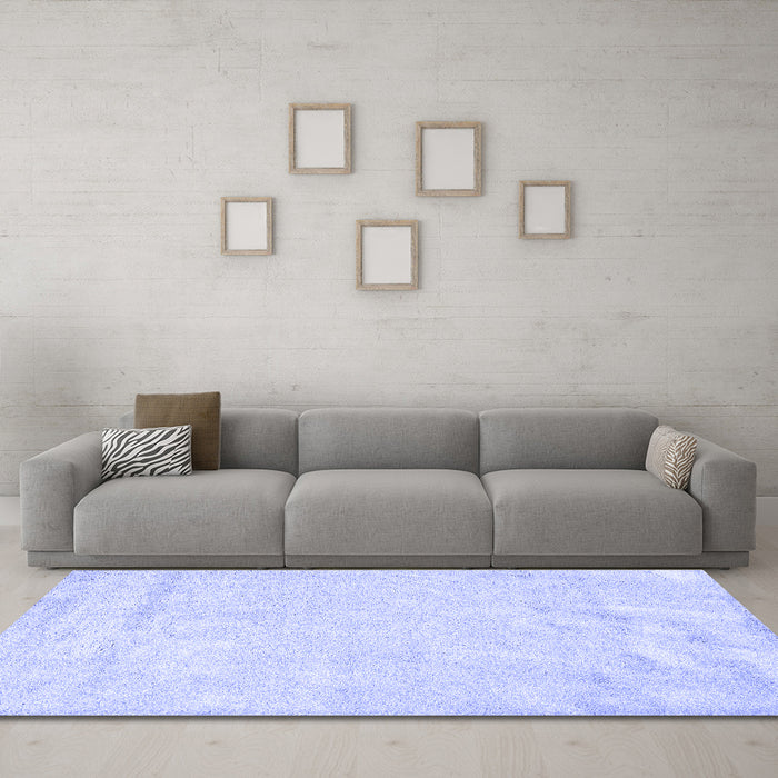 Machine Washable Solid Blue Modern Rug in a Living Room, wshcon2054blu