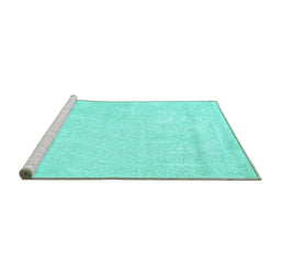 Sideview of Machine Washable Solid Turquoise Modern Area Rugs, wshcon2054turq