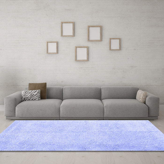 Machine Washable Solid Blue Modern Rug in a Living Room, wshcon2055blu