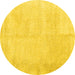 Round Solid Yellow Modern Rug, con2055yw