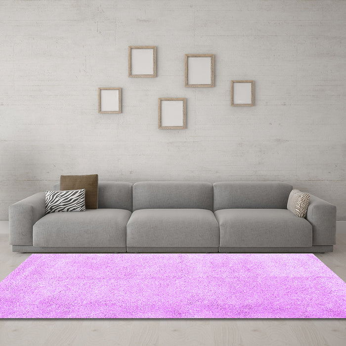 Machine Washable Solid Purple Modern Area Rugs in a Living Room, wshcon2055pur