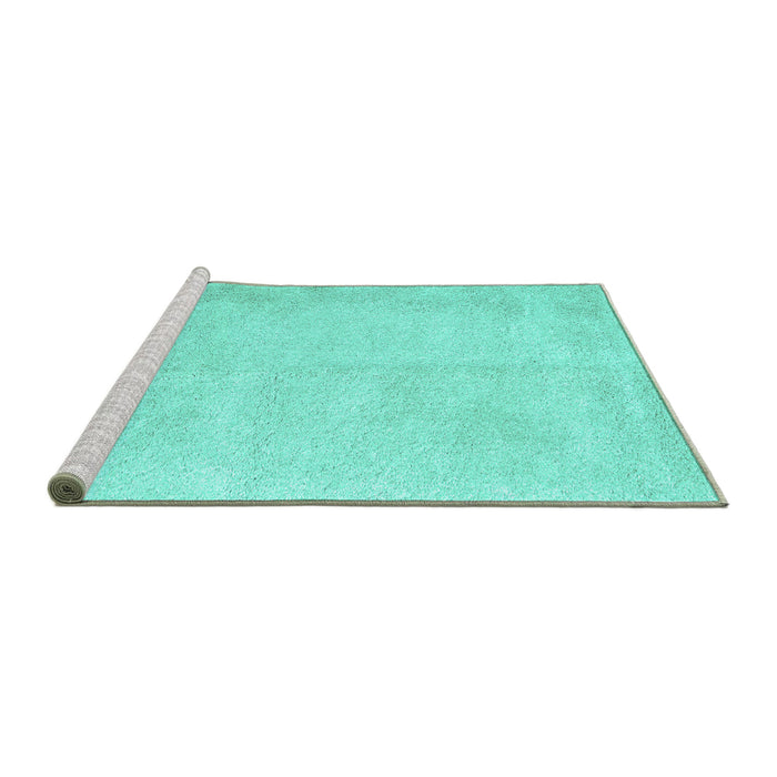 Sideview of Machine Washable Solid Turquoise Modern Area Rugs, wshcon2055turq