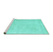 Sideview of Machine Washable Solid Turquoise Modern Area Rugs, wshcon2055turq