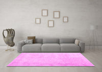 Machine Washable Solid Pink Modern Rug, wshcon2055pnk