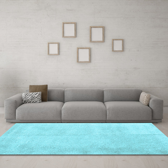 Machine Washable Solid Light Blue Modern Rug in a Living Room, wshcon2055lblu