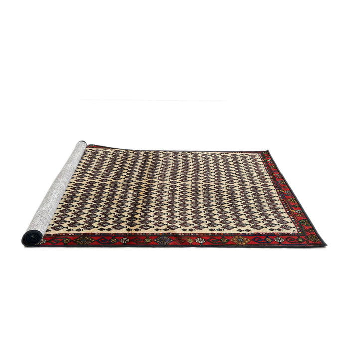 Serging Thickness of Machine Washable Contemporary Light French Beige Brown Rug, wshcon2056