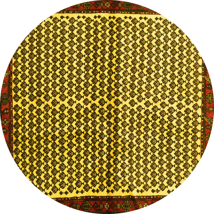 Round Abstract Yellow Contemporary Rug, con2056yw