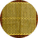 Round Abstract Yellow Contemporary Rug, con2056yw