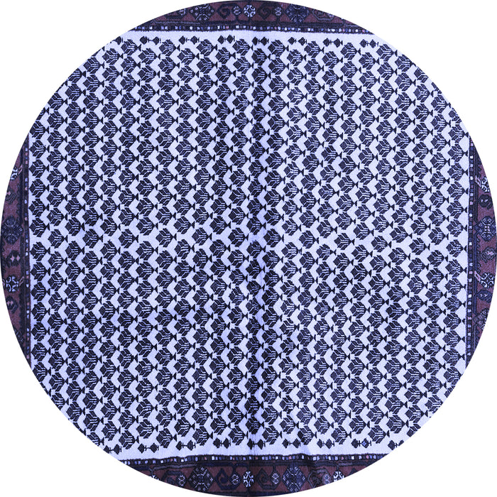 Round Abstract Blue Contemporary Rug, con2056blu