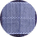 Round Abstract Blue Contemporary Rug, con2056blu