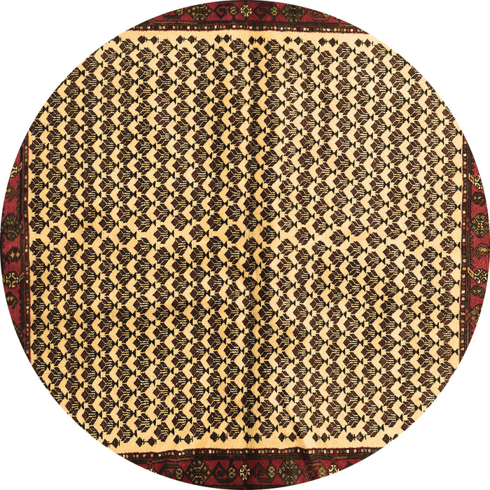 Round Machine Washable Abstract Brown Contemporary Rug, wshcon2056brn