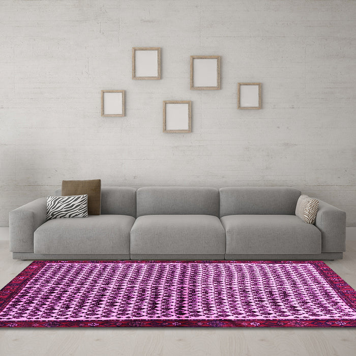 Machine Washable Abstract Pink Contemporary Rug in a Living Room, wshcon2056pnk