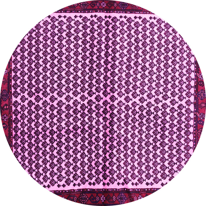 Round Abstract Pink Contemporary Rug, con2056pnk