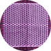 Round Machine Washable Abstract Purple Contemporary Area Rugs, wshcon2056pur