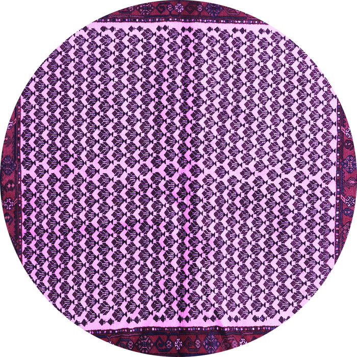 Round Abstract Purple Contemporary Rug, con2056pur