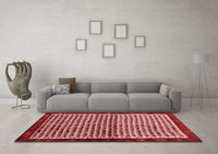 Machine Washable Abstract Red Contemporary Rug, wshcon2056red