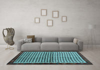 Machine Washable Abstract Light Blue Contemporary Rug, wshcon2056lblu