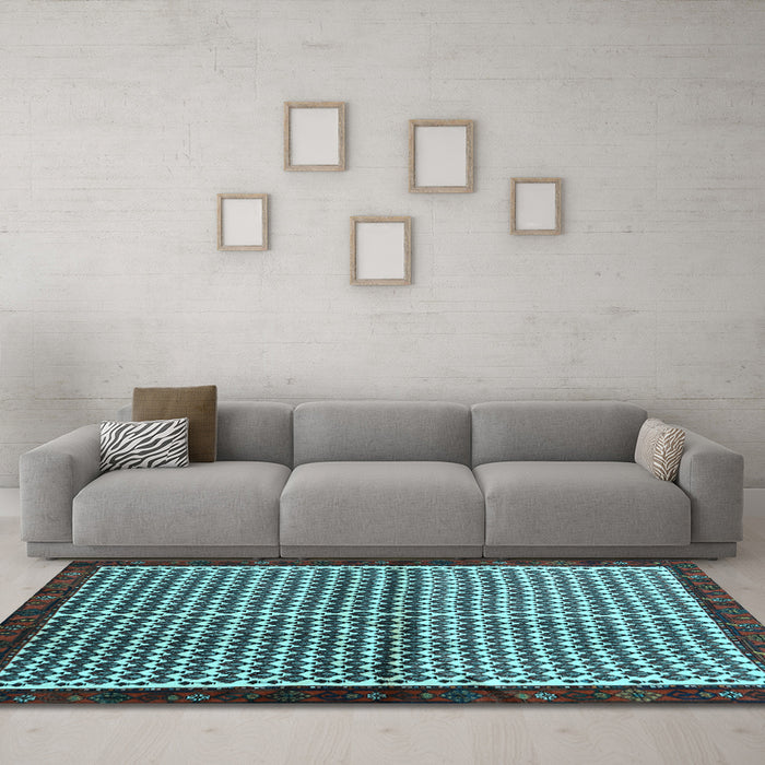 Machine Washable Abstract Light Blue Contemporary Rug in a Living Room, wshcon2056lblu