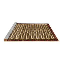 Sideview of Machine Washable Abstract Brown Contemporary Rug, wshcon2056brn