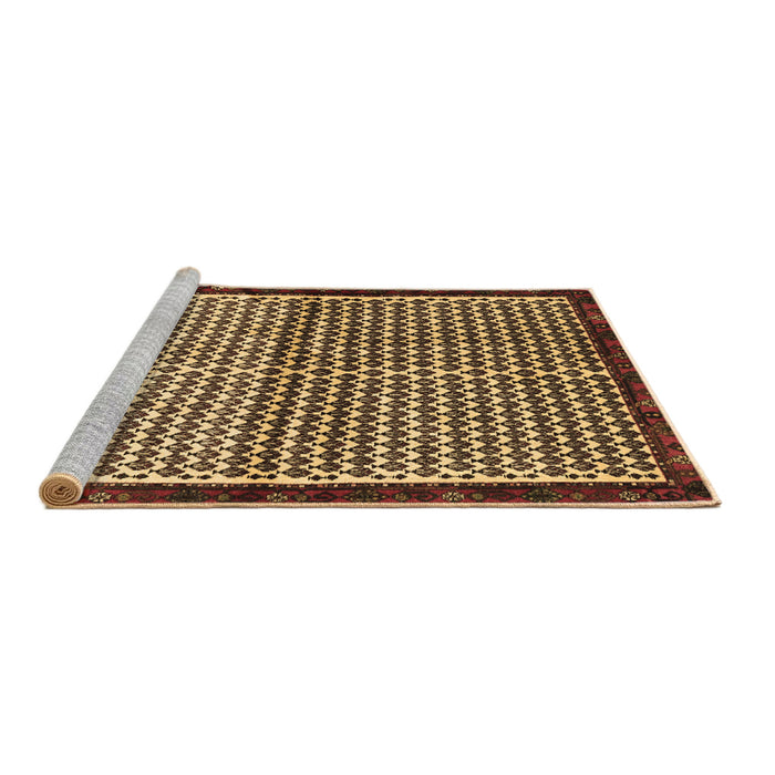 Sideview of Machine Washable Abstract Brown Contemporary Rug, wshcon2056brn