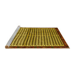 Sideview of Machine Washable Abstract Yellow Contemporary Rug, wshcon2056yw