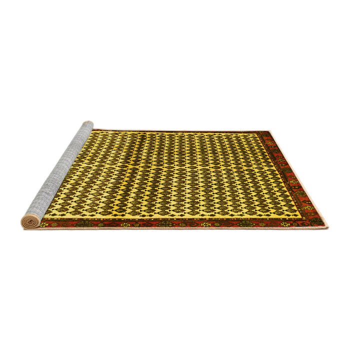Sideview of Machine Washable Abstract Yellow Contemporary Rug, wshcon2056yw