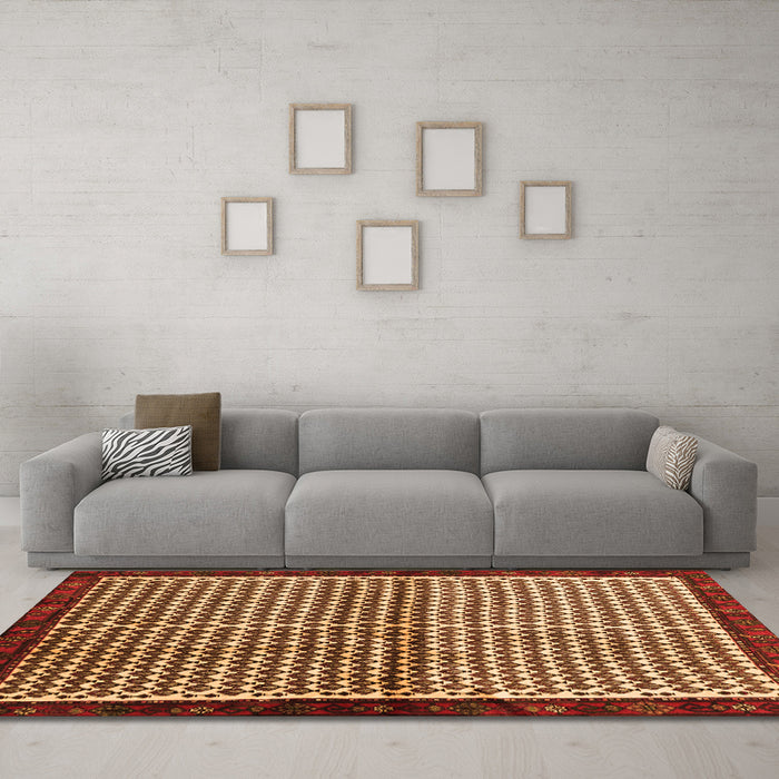 Machine Washable Abstract Orange Contemporary Area Rugs in a Living Room, wshcon2056org